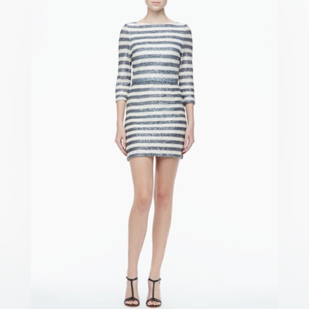 Alice + Olivia Pammy Striped Sequin Dress, Size 10